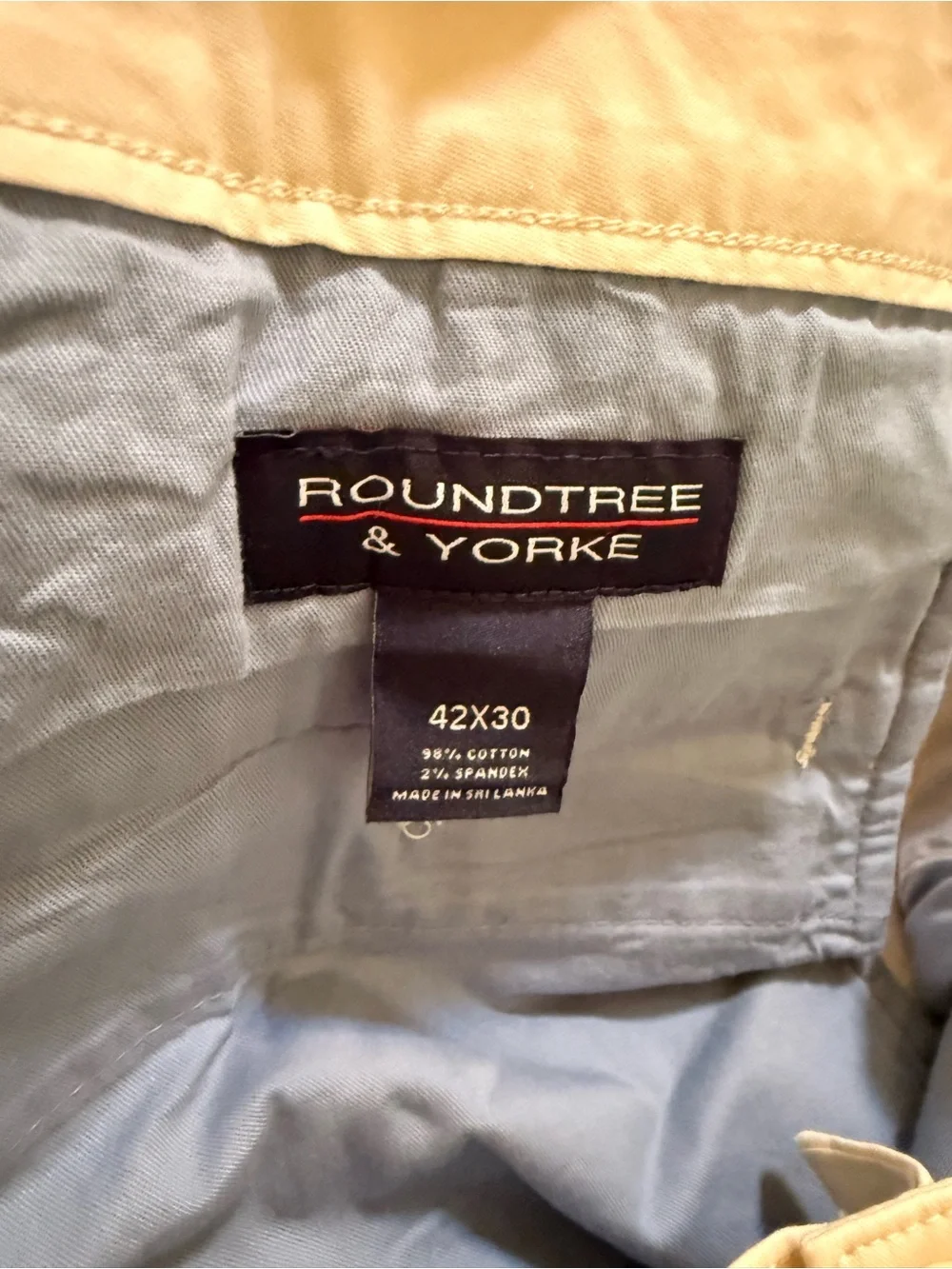 Roundtree & Yorke Perfect Chino Andrew Pants Flat Front 42x30 New